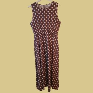 Brown Polka Dot Sleeveless Dress